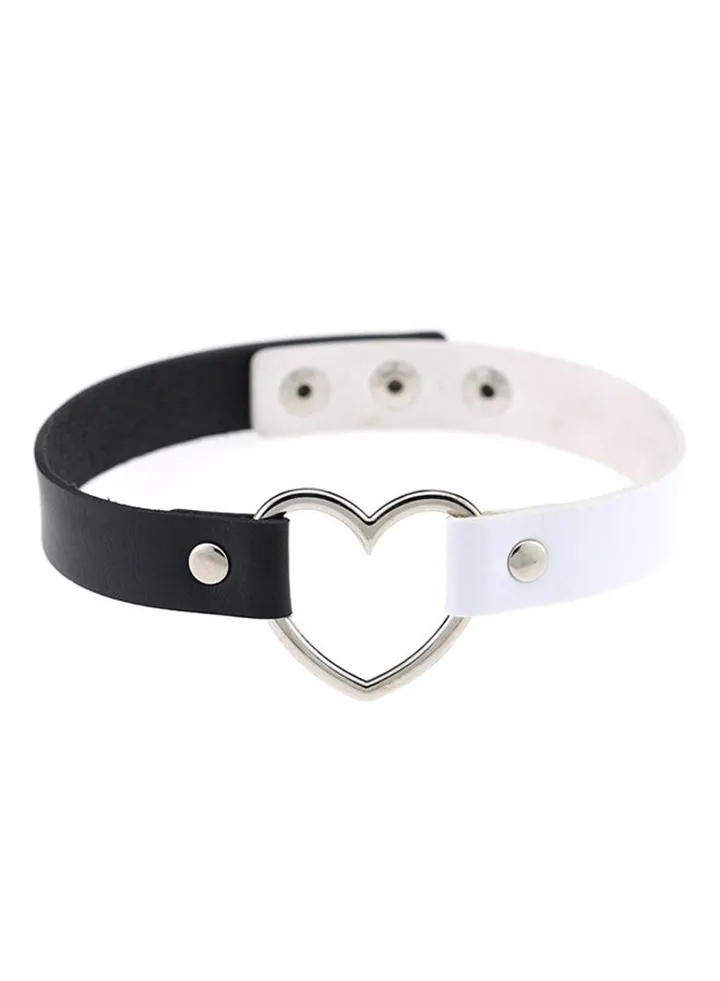 Faux Leather Heart Shape Collar Choker Necklace