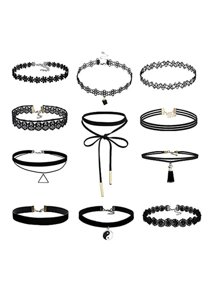 11-Piece Yin Yang Pendant Choker Necklace Set
