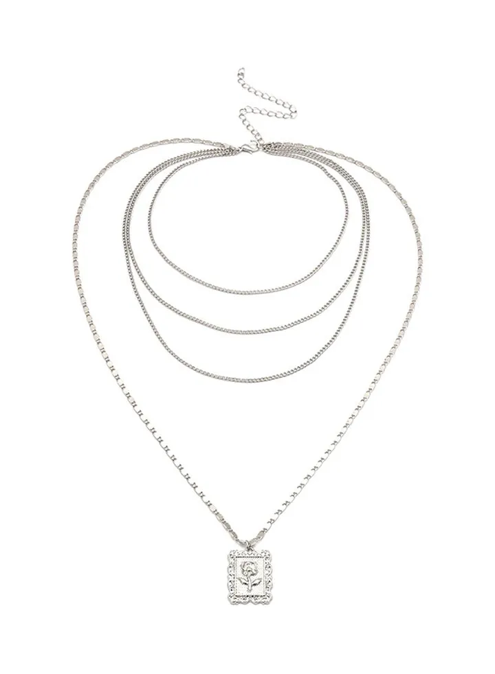 Rose Flower Pendant Choker Necklace
