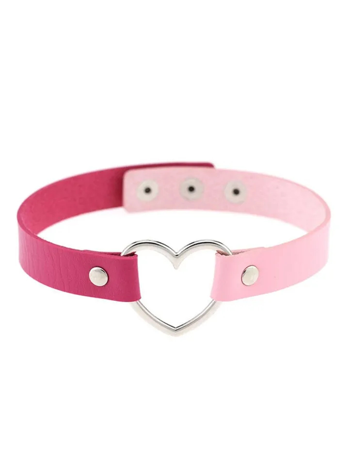 Faux Leather Heart Shape Collar Choker Necklace