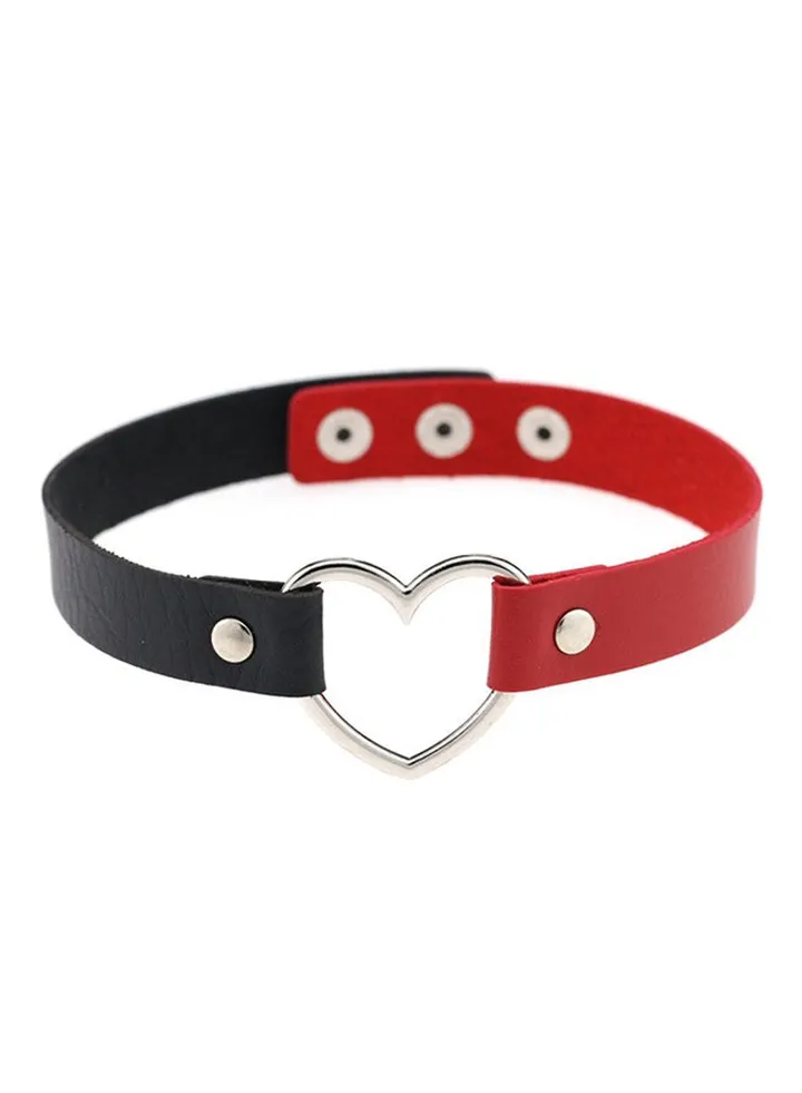 Faux Leather Heart Shape Collar Choker Necklace