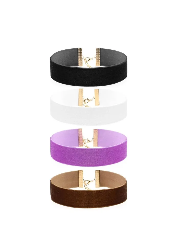 Velvet Choker, Women Wide Velvet Choker Necklace, Lot Collar Accessories Adjustable Gothic Style, Elegant Daily Outfits, Fashion Show Outfits, Birthday Christmas Gift, 4 Pcs