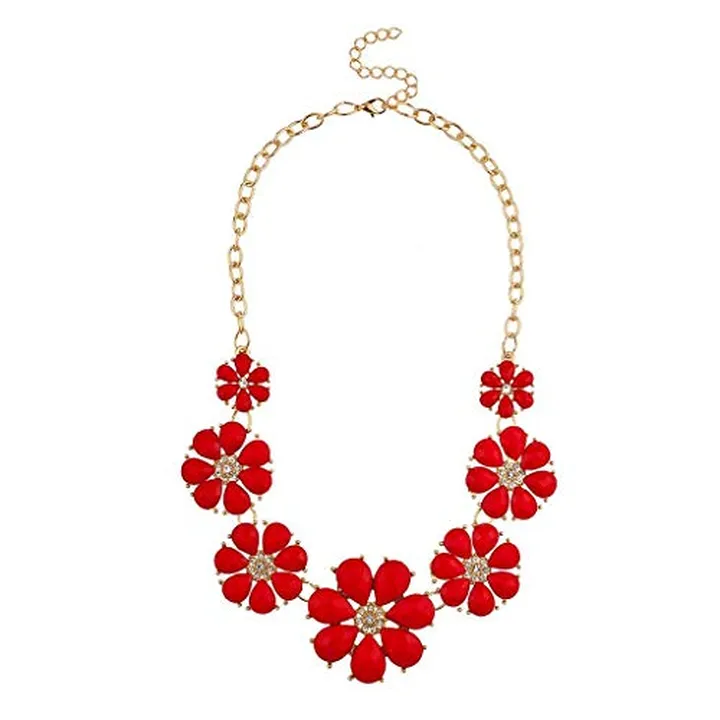 Brass Flower Statement Bib Necklace