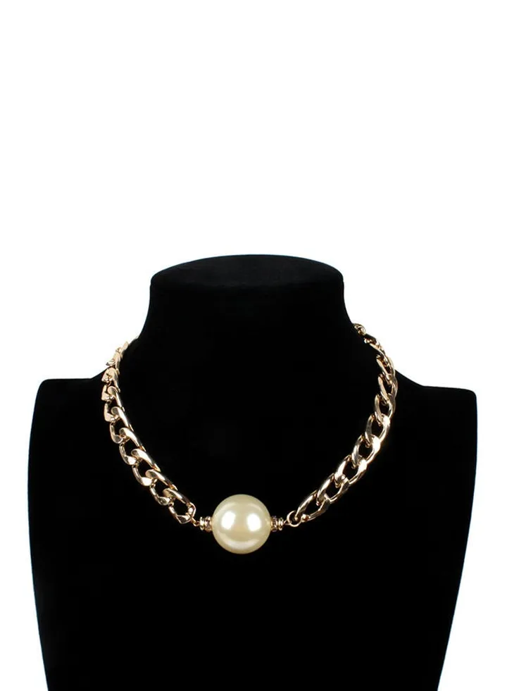 Pearl Bib Necklace Gold