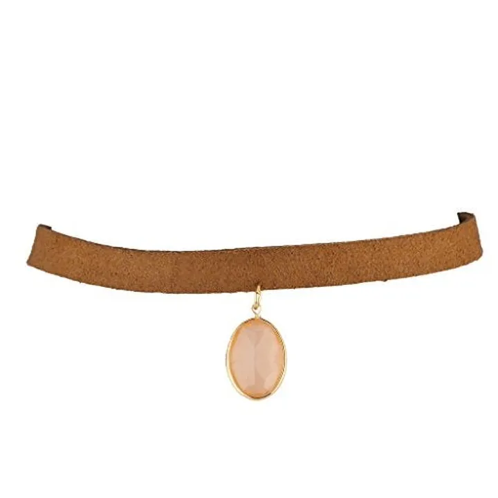 Brass Oval Stone Choker Necklace