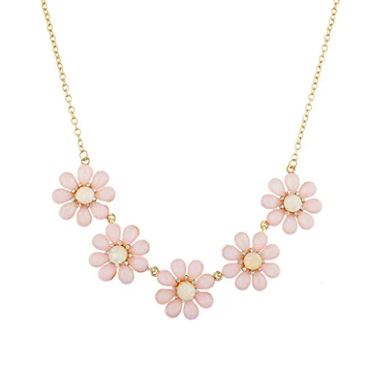Brass R Flower Statement Bib Necklace