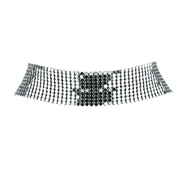 Brass Liquid Mesh Flat Choker Necklace