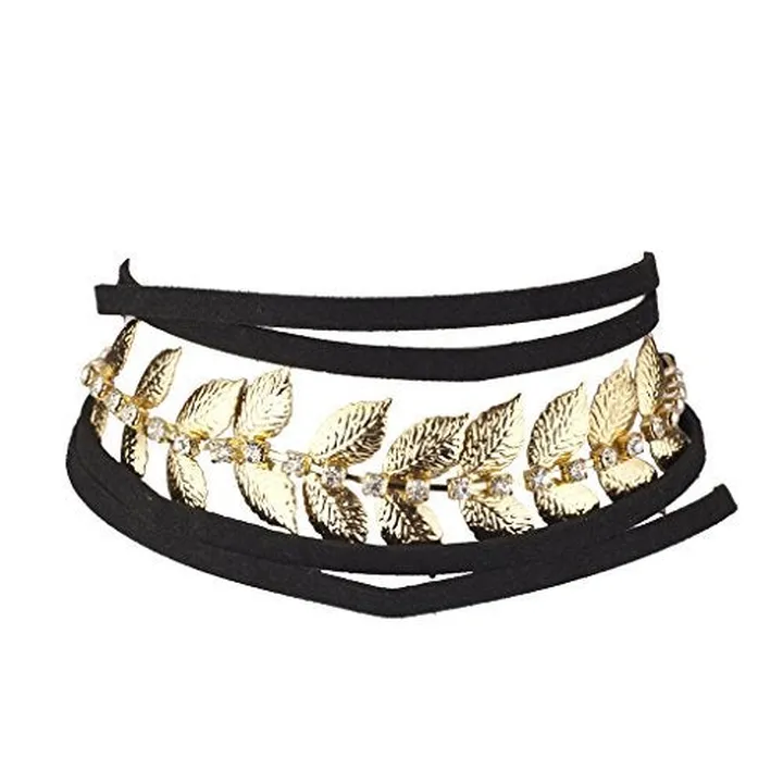 Brass Casted Leaf Choker Necklace