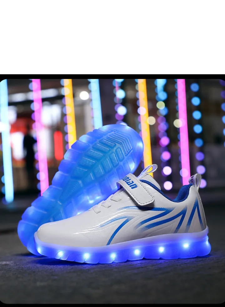 Walking Shoes LED Lights Shoes Light Up Boys And Girls Children USB Charge Blue