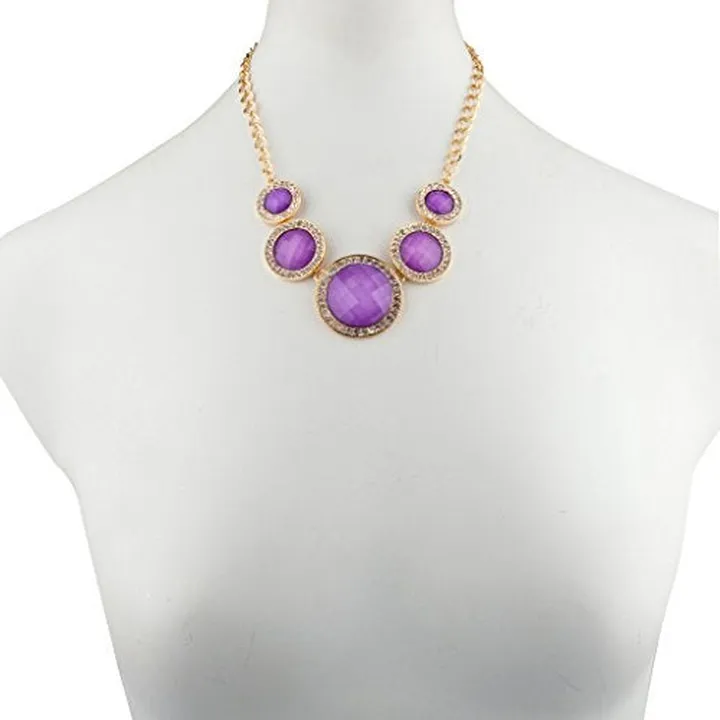 Brass Pearl Stone Bib Necklace