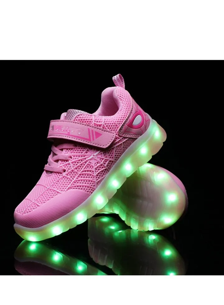 Walking Shoes LED Lights Shoes Light Up Boys And Girls Children USB Charge Pink