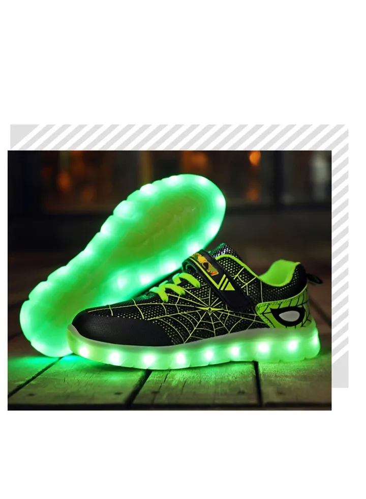 Walking Shoes LED Lights Shoes Light Up Boys And Girls Children USB Charge Green