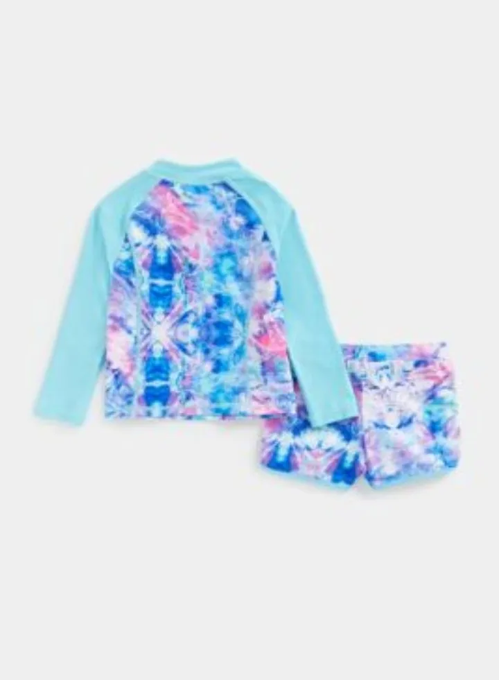 Tie Dye Sunsafe Rash Vest and Shorts
