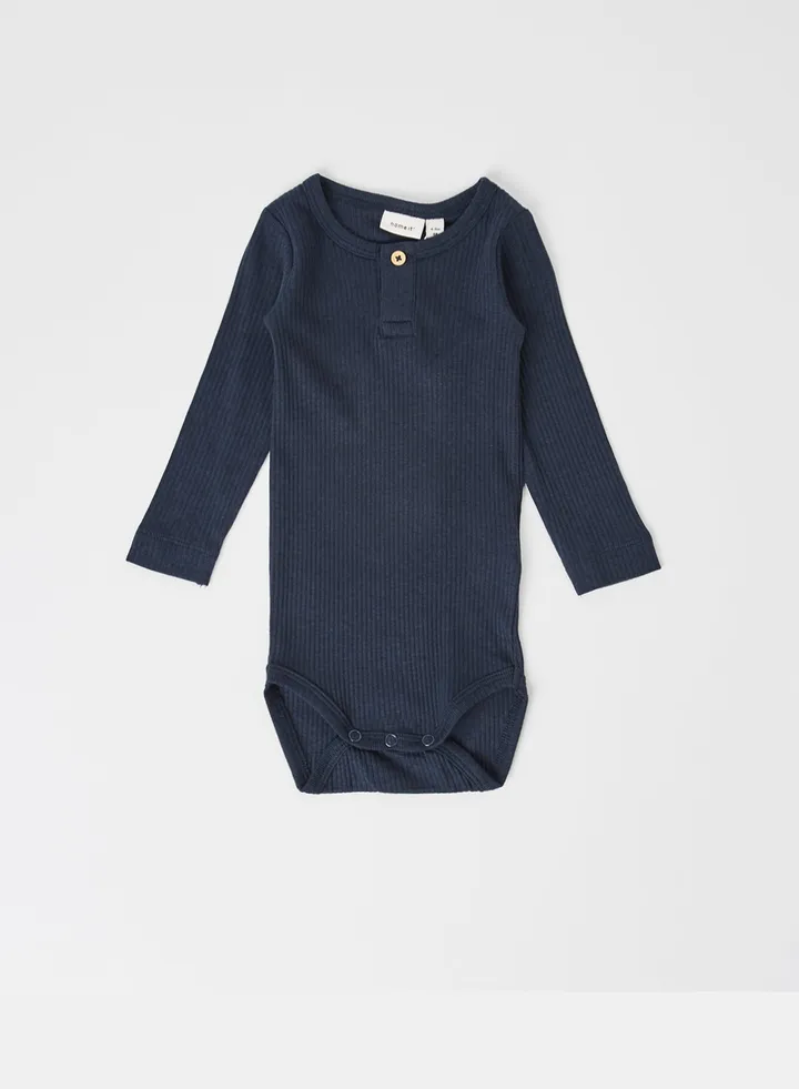 Ribbed Long Sleeve Bodysuit Dark Sapphire