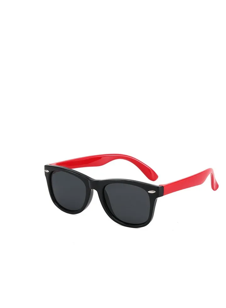 Kids Sunglasses Rubber Flexible Frame Sunglasses Toddler Eyewears Polarized Neon For Boys Girls Of 3-10 Years Old Birthday Party Beach Pool Supplies(Red)
