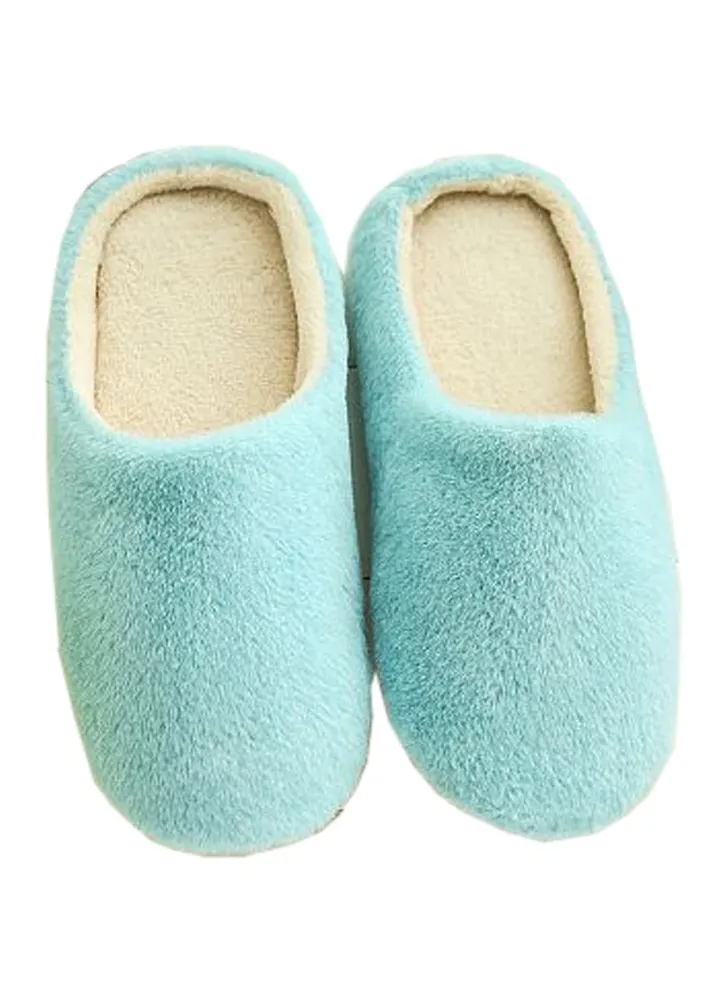 New Soft Plain Slippers Blue