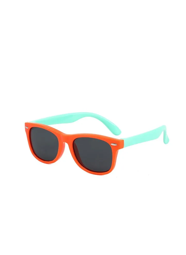 Kids Sunglasses Rubber Flexible Frame Sunglasses Toddler Eyewears Polarized Neon For Boys Girls Of 3-10 Years Old Birthday Party Beach Pool Supplies(Orange)