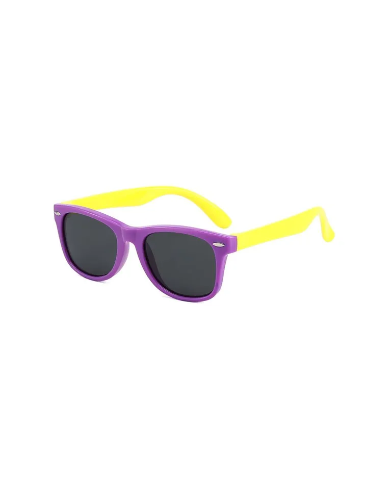 Kids Sunglasses Rubber Flexible Frame Sunglasses Toddler Eyewears Polarized Neon For Boys Girls Of 3-10 Years Old Birthday Party Beach Pool Supplies(Purple)