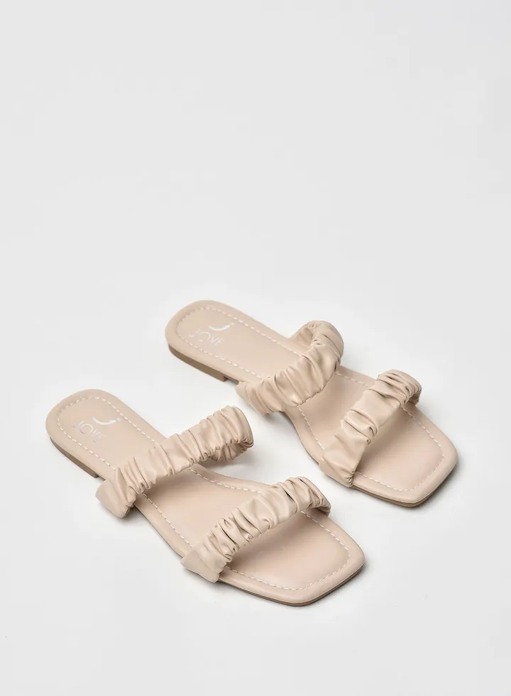 Stylish Elegant Flat Sandals Beige