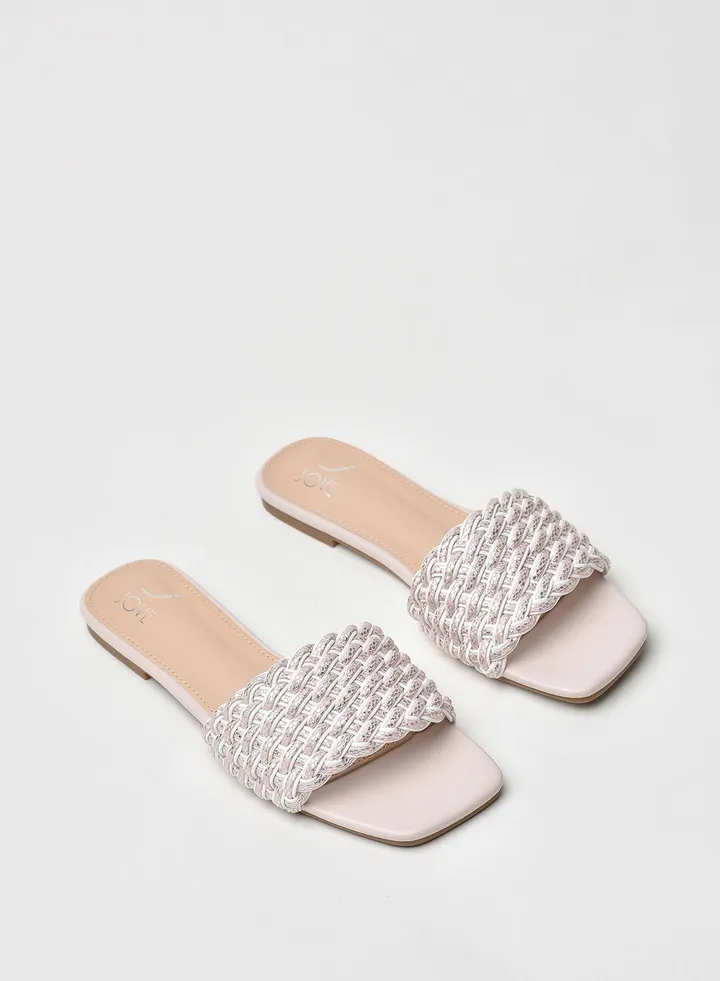 Stylish Elegant Flat Sandals Nude/White