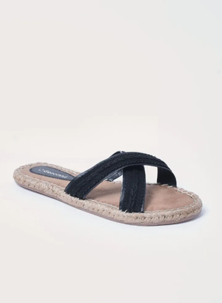 Margarita Elegant Flat Espadrille Sandal Black