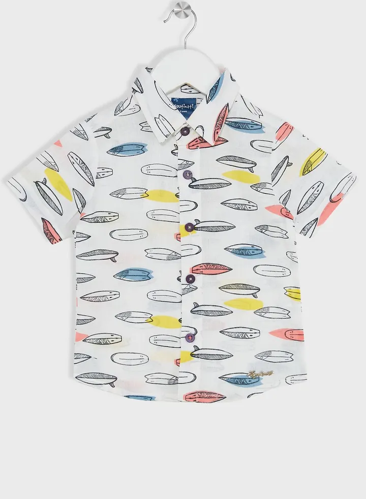 Nauti Nati Girls Standard Conversational Printed Pure Cotton Casual Shirt