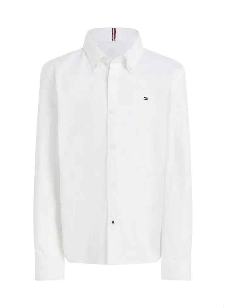 Boys' Stretch Oxford Cotton Casual Shirt, White