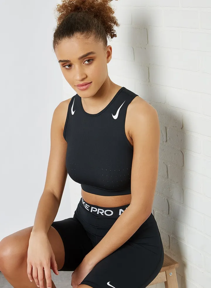 Aeroswift Running Crop Top Black/White