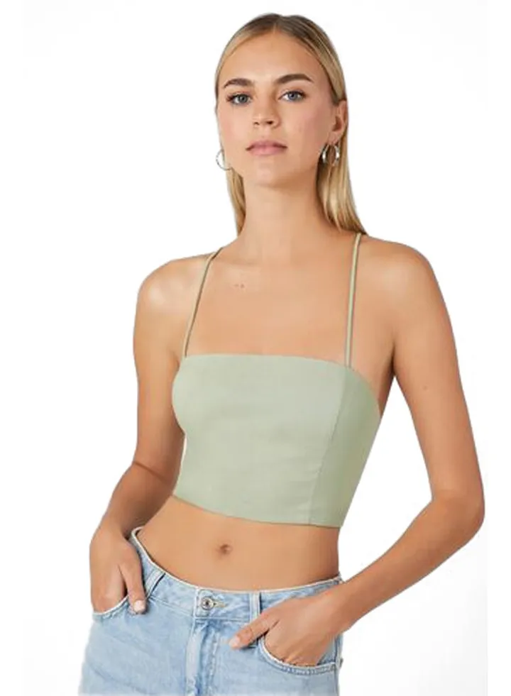Crisscross Lace-Back Cropped Cami
