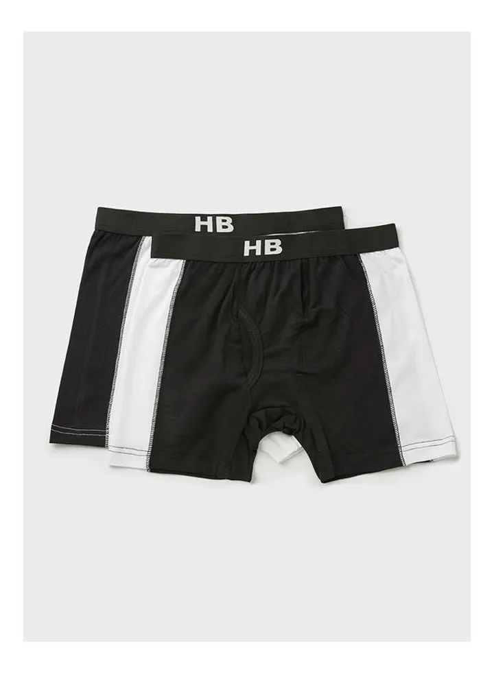Pack of 2 Plain Low-Rise Boxer Black White