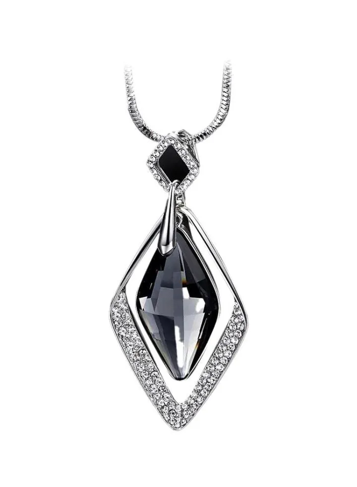 Alloy Rhinestone Studded Pendant Necklace