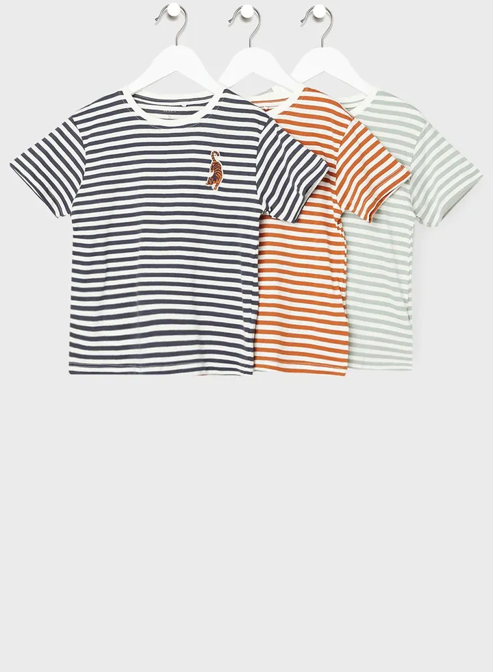 Kids 3 Pack Striped T-Shirt