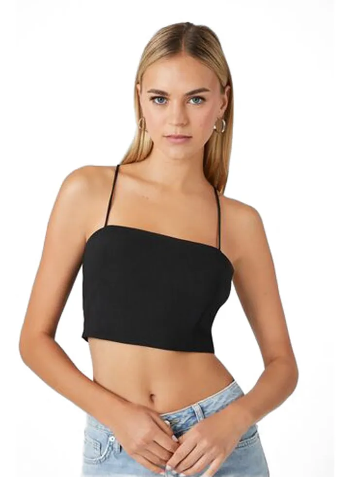 Crisscross Lace-Back Cropped Cami