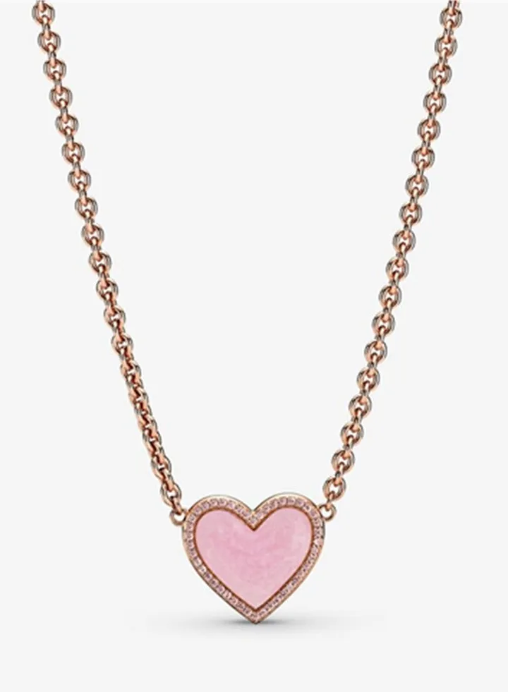 Pandora Pink Swirl Heart Collier Necklace