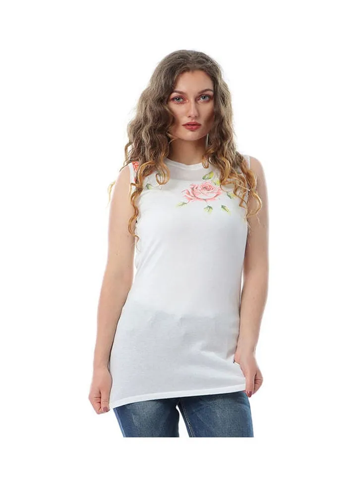 Round Neck Top White