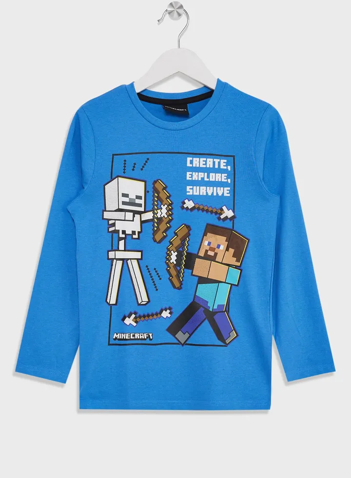Minecraft Boys Printed Long Sleeve T-Shirt