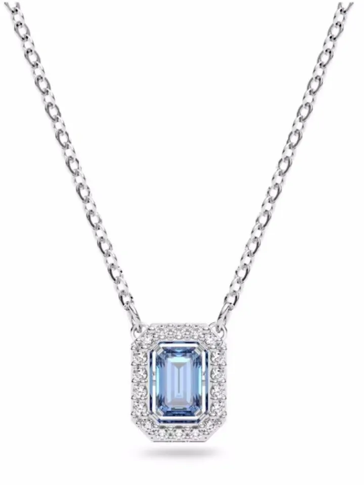 Blue Square Diamond Fashion Necklace