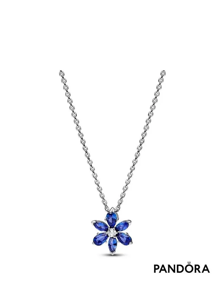 Sparkling Blue Herbarium Cluster Pendant Necklace