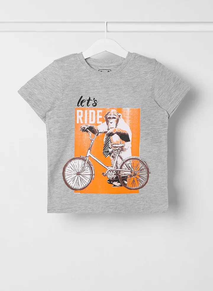 Boys Crew Neck Short Sleeve T-Shirt Grey
