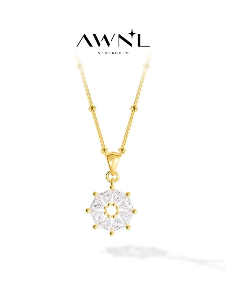 AWNL Women's Necklace With CZ Diamond Sterling Silver Cardamom Flower Pendant Gift for Women Wife Girlfriend
