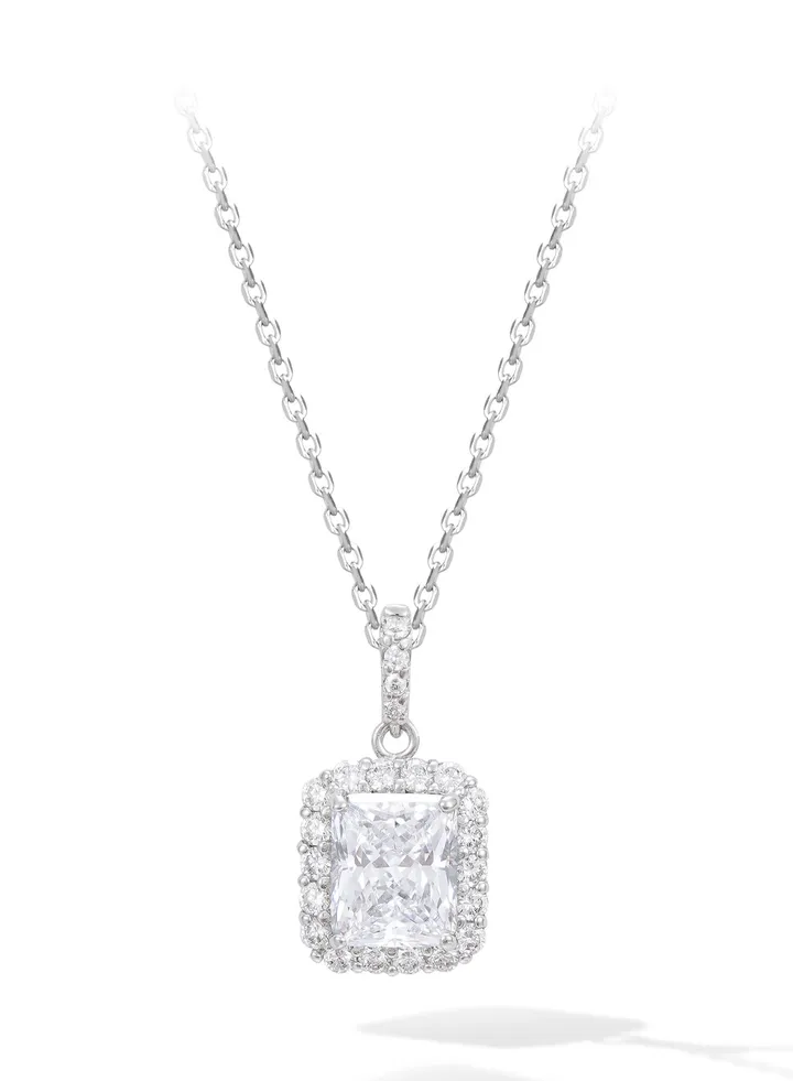 Square Serenity Women's Pendant Necklace with Zirconia Gemstones Gift for Wife Girlfriend Mother