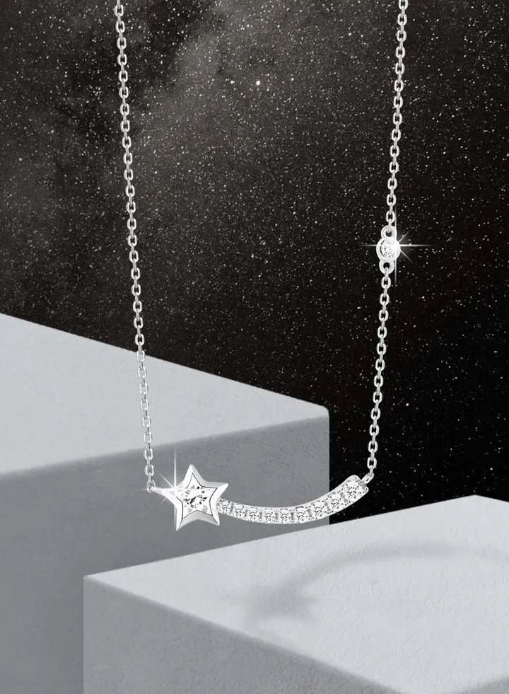 AWNL Women Polestar Wish Necklace with 925 Silver 18k White Gold Plated Gift for Wife Girlfriend
