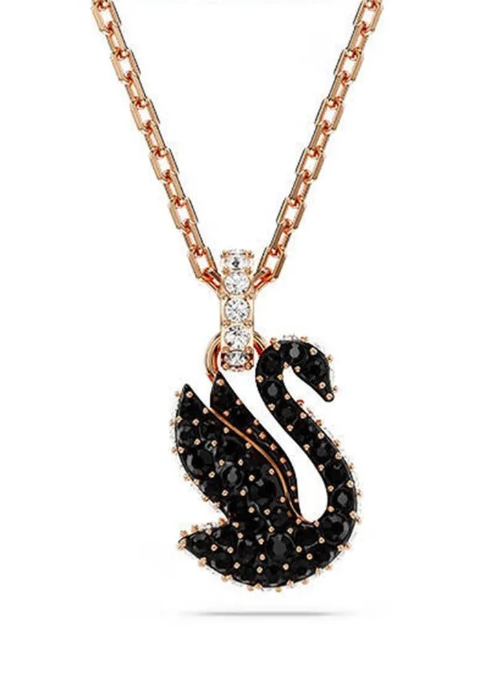Swarovski Classic Women's Black Swan Crystal Necklace