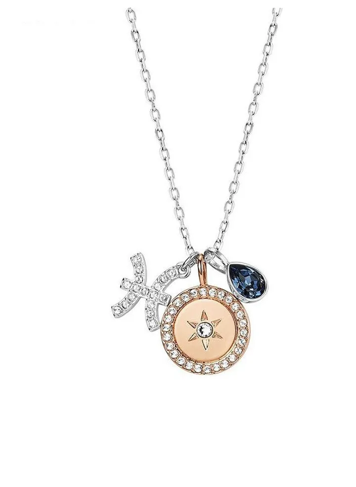 Pisces Zodiac Stone Studded Pendant Necklace