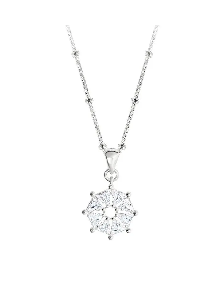 AWNL Women's Necklace With CZ Diamond Sterling Silver Cardamom Flower Pendant Gift for Women Wife Girlfriend