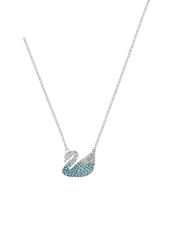 Studded Iconic Swan Pendant Necklace