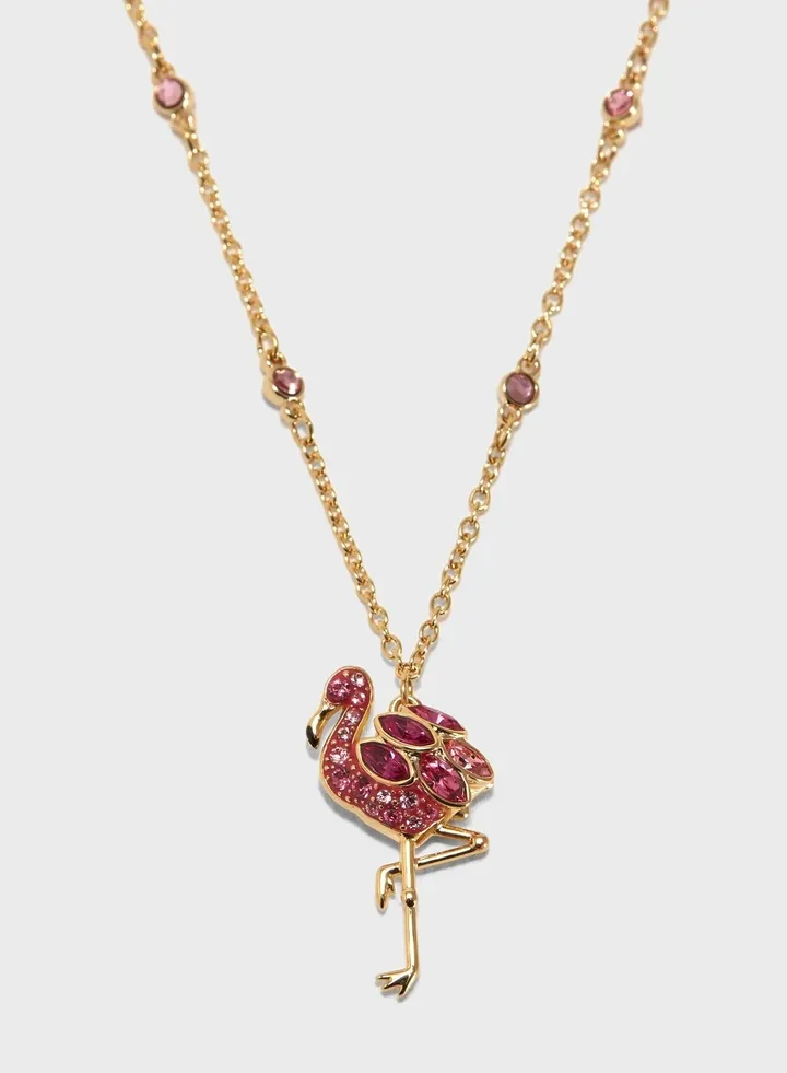 Rhodium plated rose gold plated charm necklace