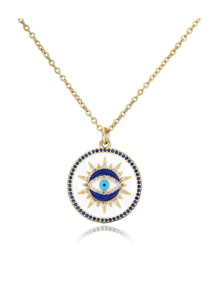 Gold Evil Eye Necklace For Women, Handmade Female Evil Eye Jewelry Necklace Pendant Lucky Amulet