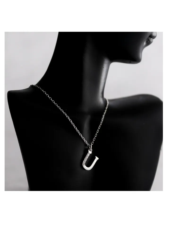A unique silver women's chain with a letter pendant design U