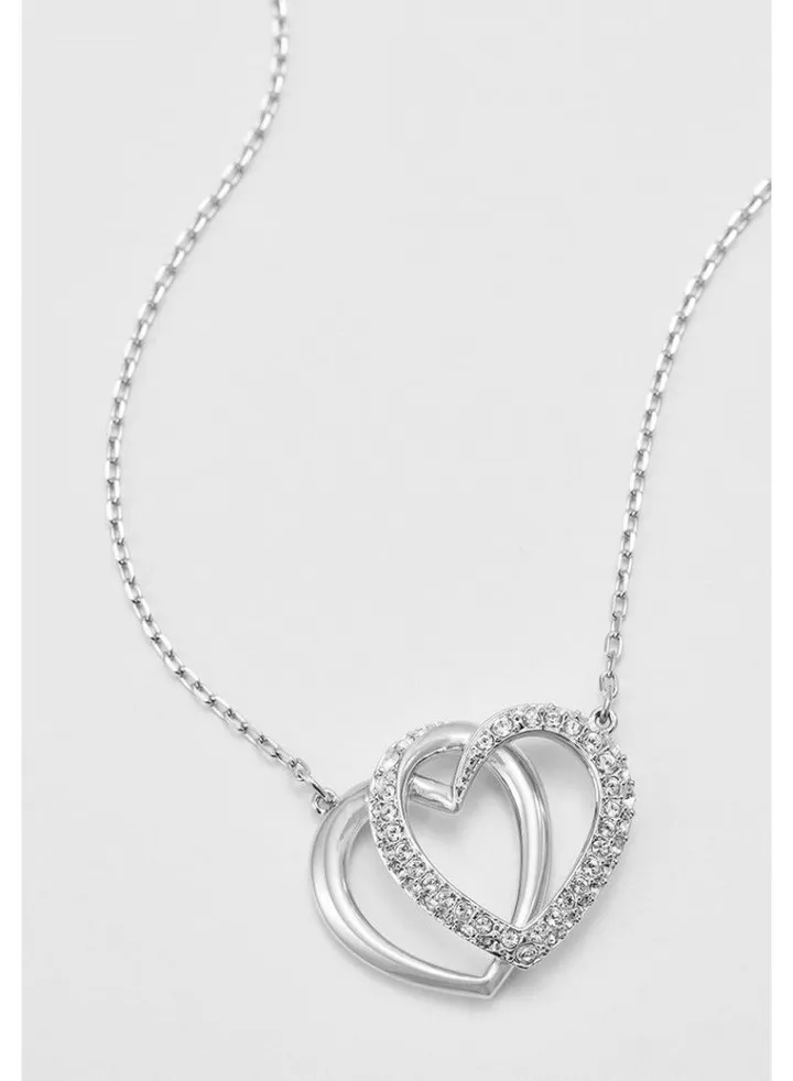 Double Hearts White Gold Necklace